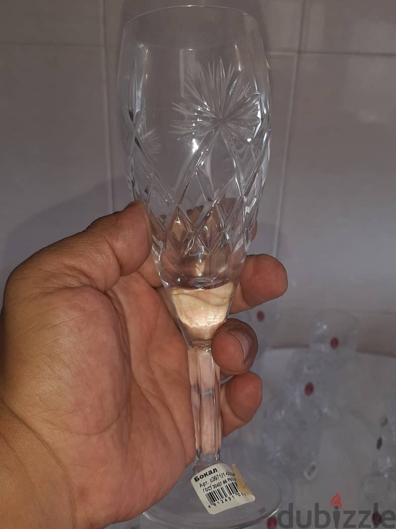 طقم كبايات كريستال روسي اصلي نقي منقوش 150ml عدد 6 1