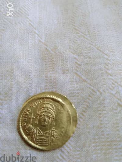 Ancient Byzantine Gold Coin for Emperor Justinan I year 527 AD