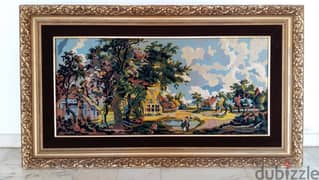 VINTAGE NEEDLEPOINT TAPESTRY LANDSCAPE - CANEVA