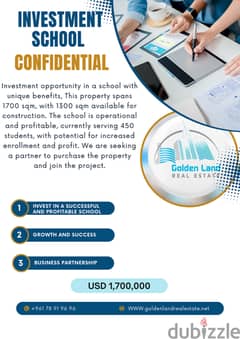 3,000 SQM Investment Opportunity- School with Unique Benefits 0