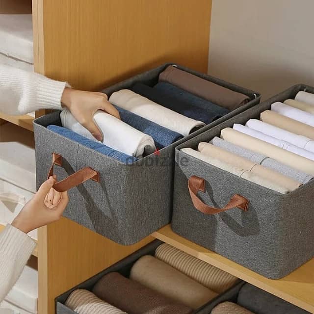 Foldable Storage Box - Grey Fabric Organizer for Clothes & Closet 1