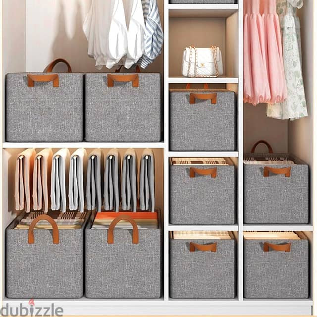 Foldable Storage Box - Grey Fabric Organizer for Clothes & Closet 5