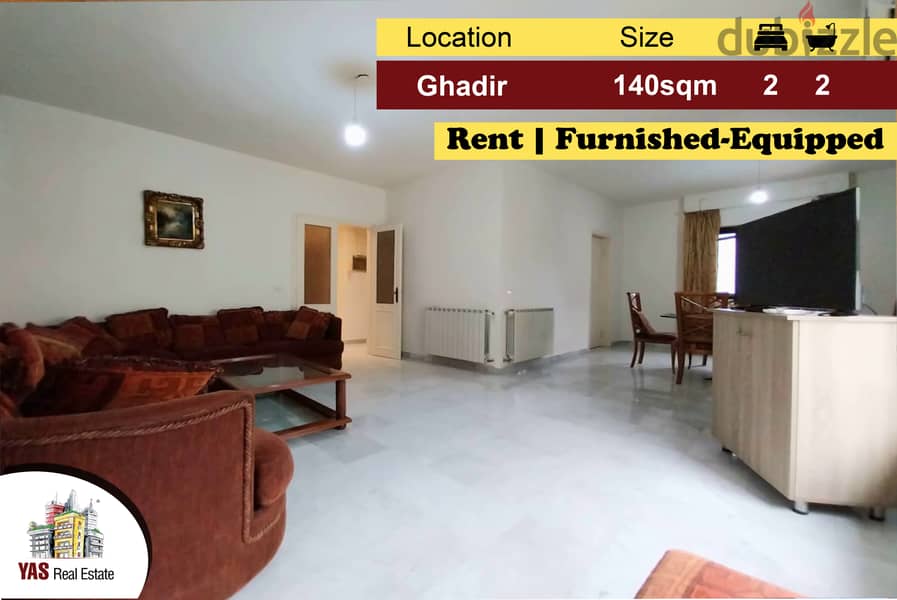 Ghadir 140m2 | Rent | Furnished & Equipped | Partial View | IV WA 0