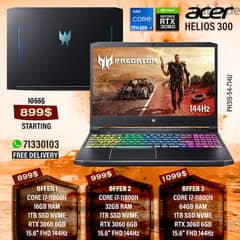 ACER PREDATOR HELIOS 300 i7-11800H RTX 3060 144HZ 15.6" GAMING LAPTOPS 0