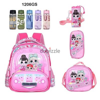 Genius 3D Character Kids School Bag 5 Pcs Set 12" - 1206gs