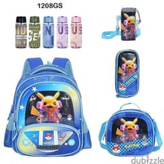 Genius 3D Character Kids School Bag 5 Pcs Set 12" - 1208gs 0