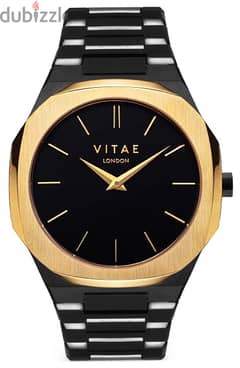 VITAE LONDON ADA GOLD-TONE BLACK STAINLESS STEEL MEN'S WATCH