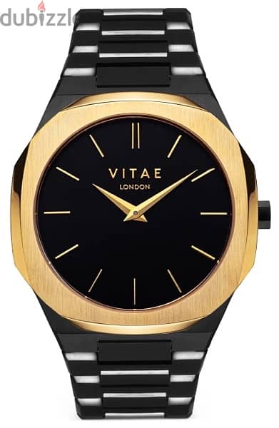 VITAE LONDON ADA GOLD-TONE BLACK STAINLESS STEEL MEN'S WATCH 0