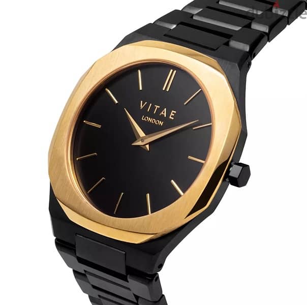 VITAE LONDON ADA GOLD-TONE BLACK STAINLESS STEEL MEN'S WATCH 1