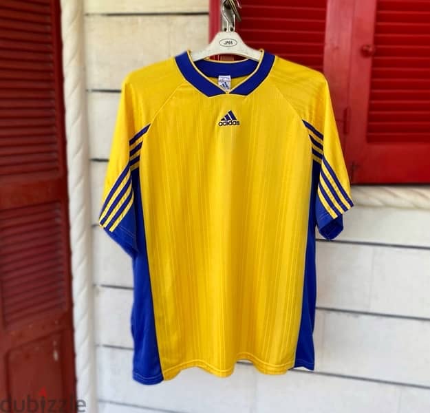 ADIDAS Yellow & Blue Sports 90’s T-Shirt. (XXL) 0