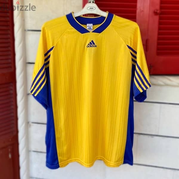 ADIDAS Yellow & Blue Sports 90’s T-Shirt. (XXL) 1