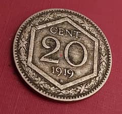 1919 Italy 20 Centesimi Vottorio Emanuele III 0