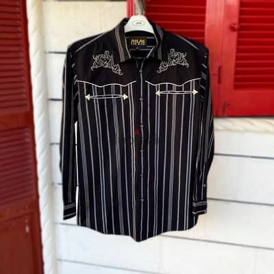 ATLAS FOR MEN Western Vintage Black Shirt. (M/L)