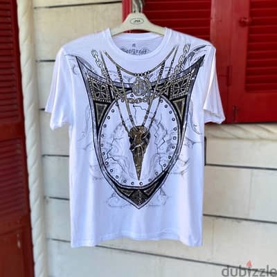 KONQUEST Gothic White Graphic T-Shirt. (M)