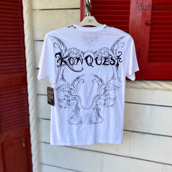 KONQUEST Gothic White Graphic T-Shirt. (M) 1