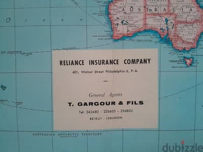 Vintage Collectible T. Garghour & fils Reliance insurance company MAP