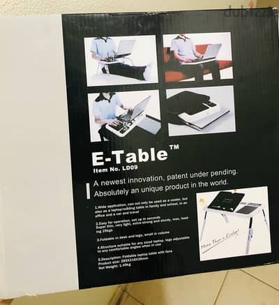 E-Table Structure suitable for any sized laptop Foldable table withFan