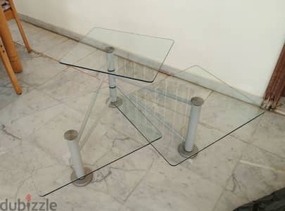 طاولة صالون  قزاز و كروم sitting room table glass and chrom