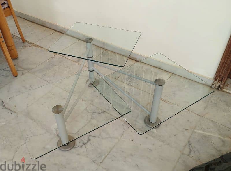 طاولة صالون  قزاز و كروم sitting room table glass and chrom 0