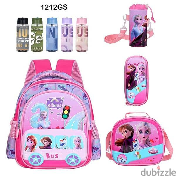 Genius 3D Character Kids School Bag 5 Pcs Set 12" - 1212gs 0