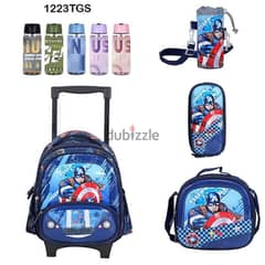 Genius 3D Character Kids School Bag Trolley 5 Pcs Set 12" - 1223tgs 0