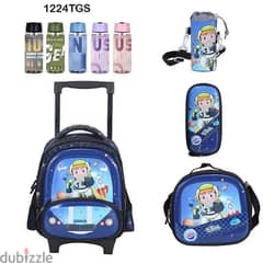 Genius 3D Character Kids School Bag Trolley 5 Pcs Set 12" - 1224tgs 0