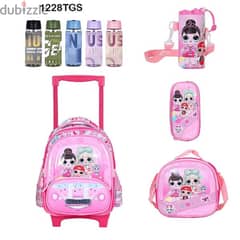 Genius 3D Character Kids School Bag Trolley 5 Pcs Set 12" - 1228tgs