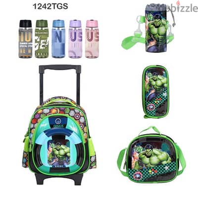 Genius 3D Character Kids School Bag Trolley 5 Pcs Set 12" - 1242tgs