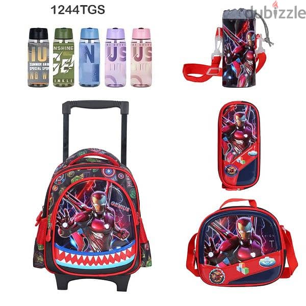 Genius 3D Character Kids School Bag Trolley 5 Pcs Set 12" - 1244tgs 0