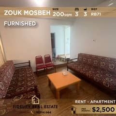 Apartment for rent in Zouk mosbeh furnished RB71