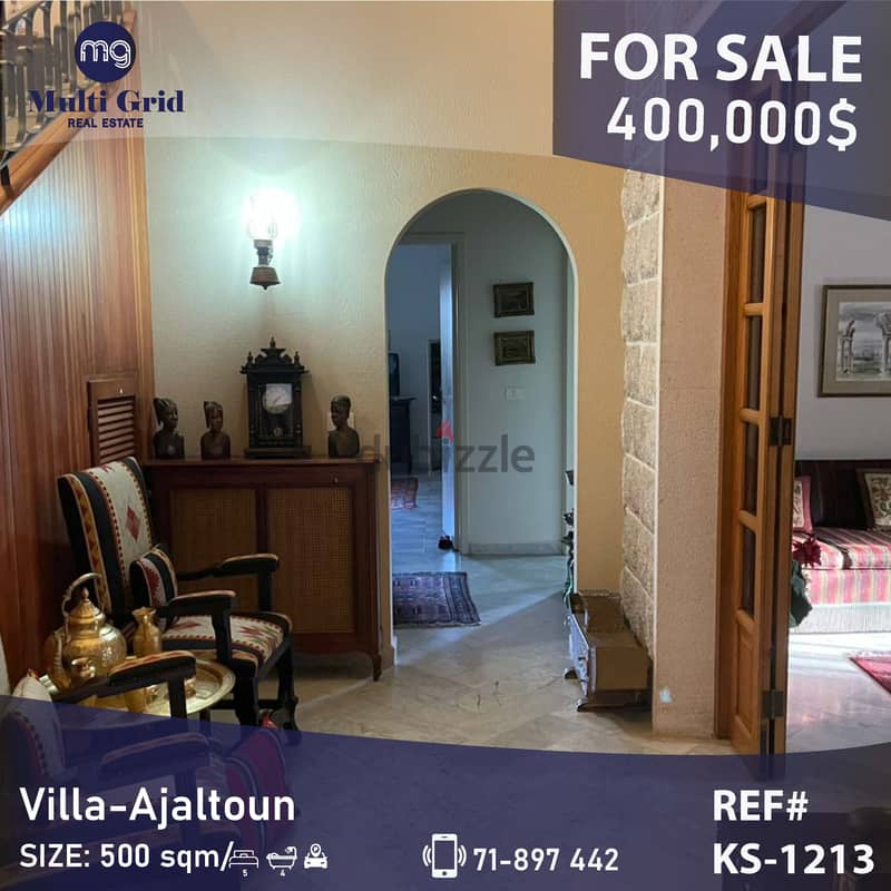 KS-1213 /  Villa for Sale in Ajaltoun, فيللا للبيع في عجلتون 0