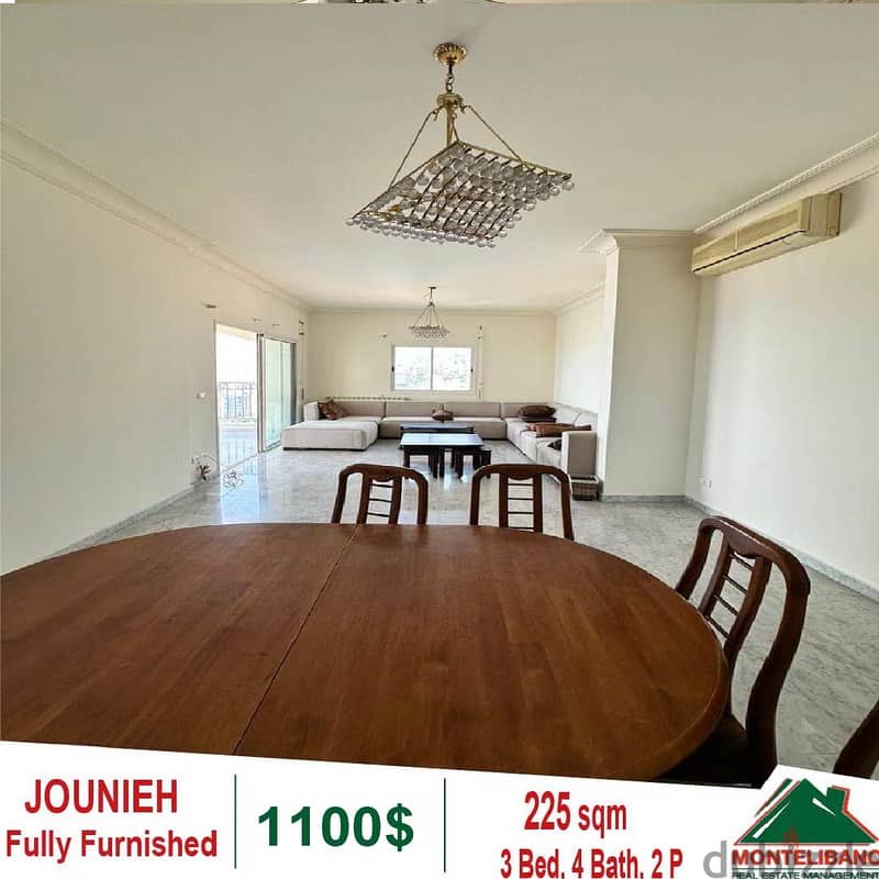 1100$!! Fully Furnished Apartment for rent located in Jounieh 3