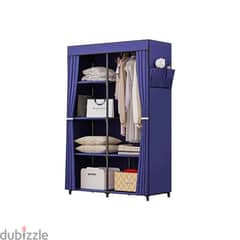 Double Clothes Wardrobe, 2-Section Closet with 4 Shelves 0