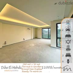 Dik El Mehdi | Brand New 280m² + 50m² Terrace & Garden | Private Gate 0