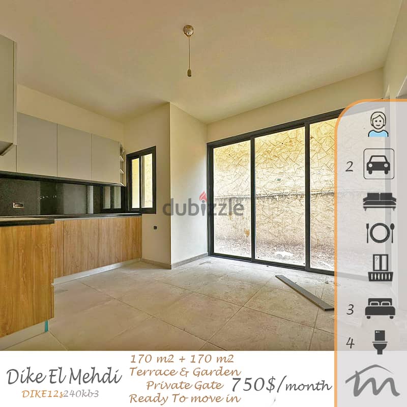 Dik El Mehdi | Brand New 170m² + 170m² Terrace/Garden | Private Gate 0