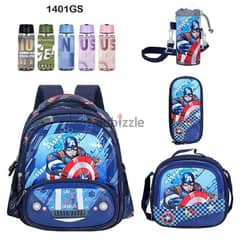 Genius 3D Character Kids School Bag 5 Pcs Set 14" - 1401gs 0