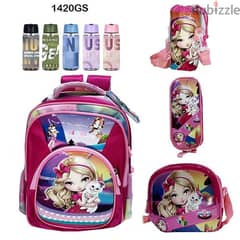 Genius 3D Character Kids School Bag 5 Pcs Set 14" - 1420gs 0