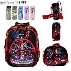 Genius 3D Character Kids School Bag 5 Pcs Set 14" - 1421gs 0