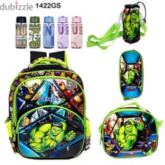 Genius 3D Character Kids School Bag 5 Pcs Set 14" - 1422gs 0