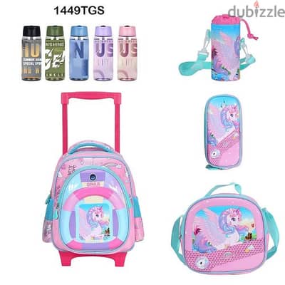 Genius 3D Character Kids School Bag Trolley 5 Pcs Set 14" - 1449tgs