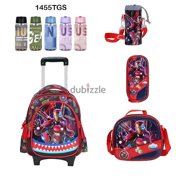 Genius 3D Character Kids School Bag Trolley 5 Pcs Set 14" - 1455tgs 0