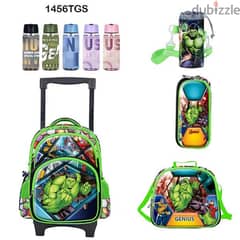 Genius 3D Character Kids School Bag Trolley 5 Pcs Set 14" - 1456tgs 0