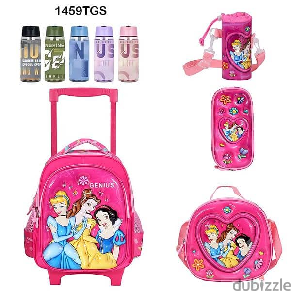 Genius 3D Character Kids School Bag Trolley 5 Pcs Set 14" - 1459tgs 0