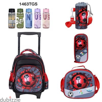 Genius 3D Character Kids School Bag Trolley 5 Pcs Set 14" - 1463tgs