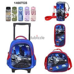 Genius 3D Character Kids School Bag Trolley 5 Pcs Set 14" - 1466tgs