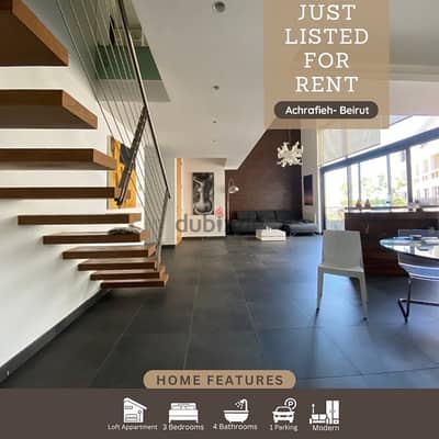 Furnished Modern Loft apartment for rent in Achrafieh.