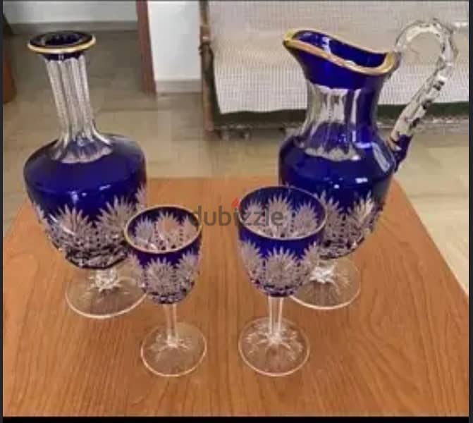 St Louis crytallerie cobalt bleue sherry high quality 0