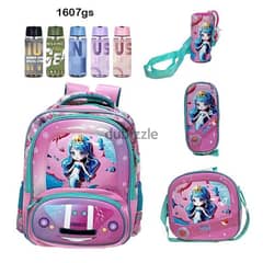 Genius 3D Character Kids School Bag 5 Pcs Set 16" - 1607gs 0