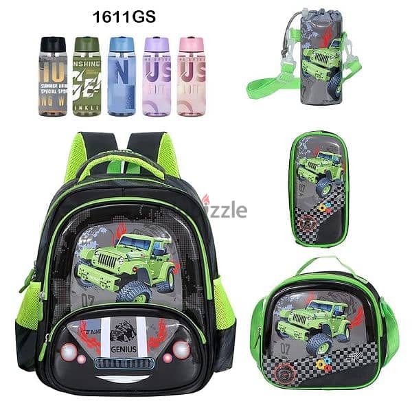 Genius 3D Character Kids School Bag 5 Pcs Set 16" - 1611gs 0