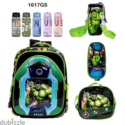 Genius 3D Character Kids School Bag 5 Pcs Set 16" - 1617gs